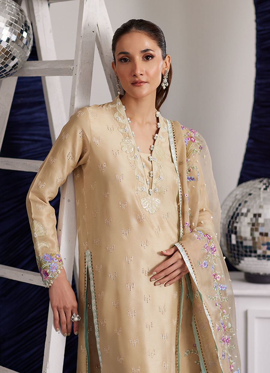 Brenna Champagne Shirt And Dupatta