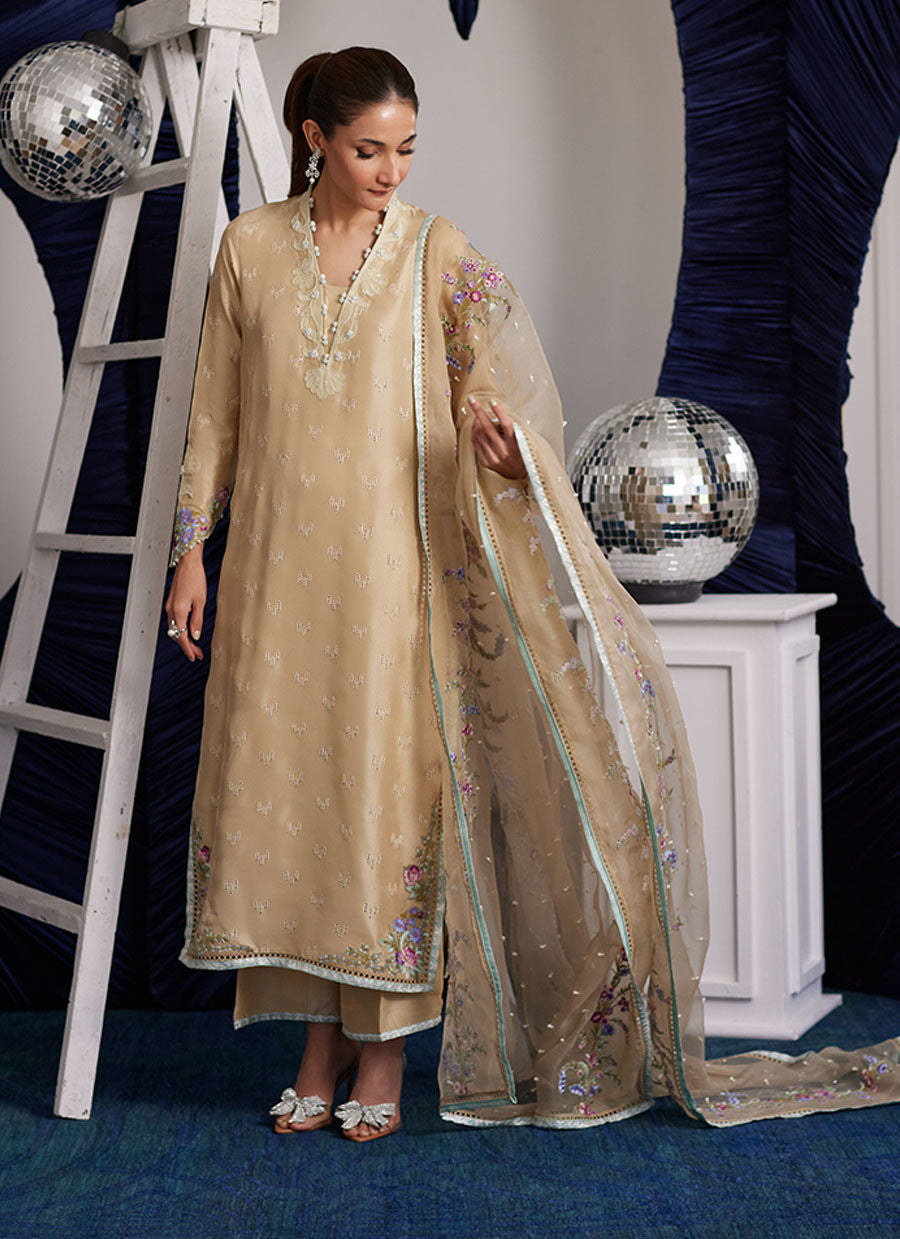 Brenna Champagne Shirt And Dupatta