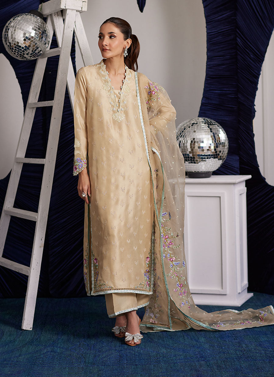 Brenna Champagne Shirt And Dupatta