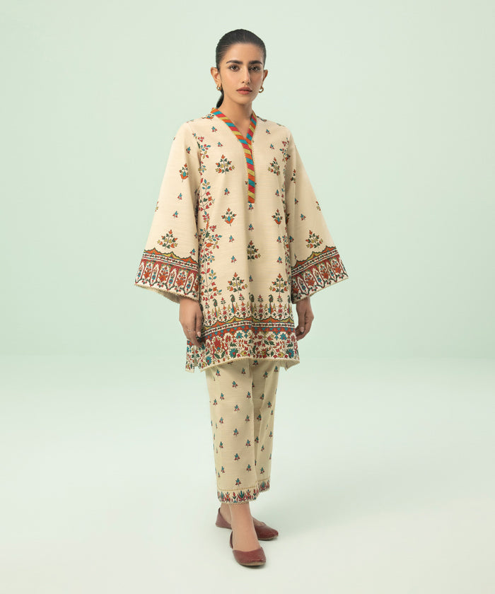 2 PIECE - EMBROIDERED COTTON KARANDI SUIT 00U2TDY23V85