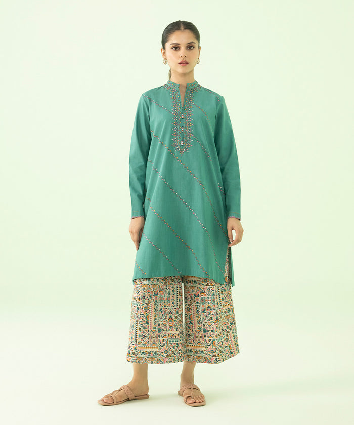 2 PIECE - EMBROIDERED ZARI KHADDAR SUIT 0U2TEDY23V89