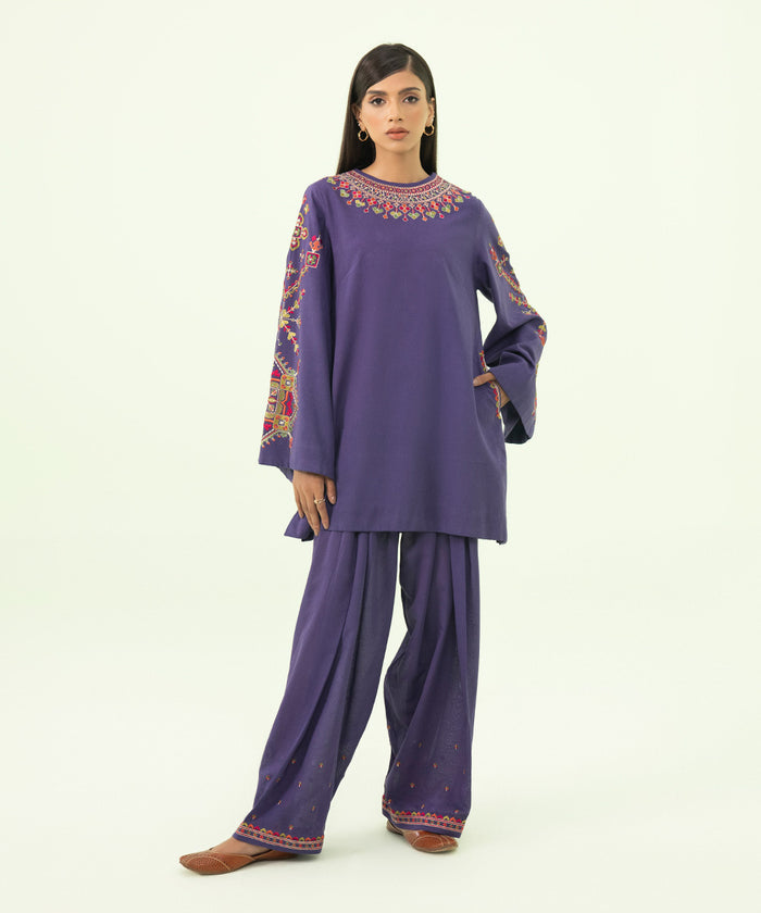 2 PIECE - EMBROIDERED COTTON KARANDI SUIT 0U2TEST23V82