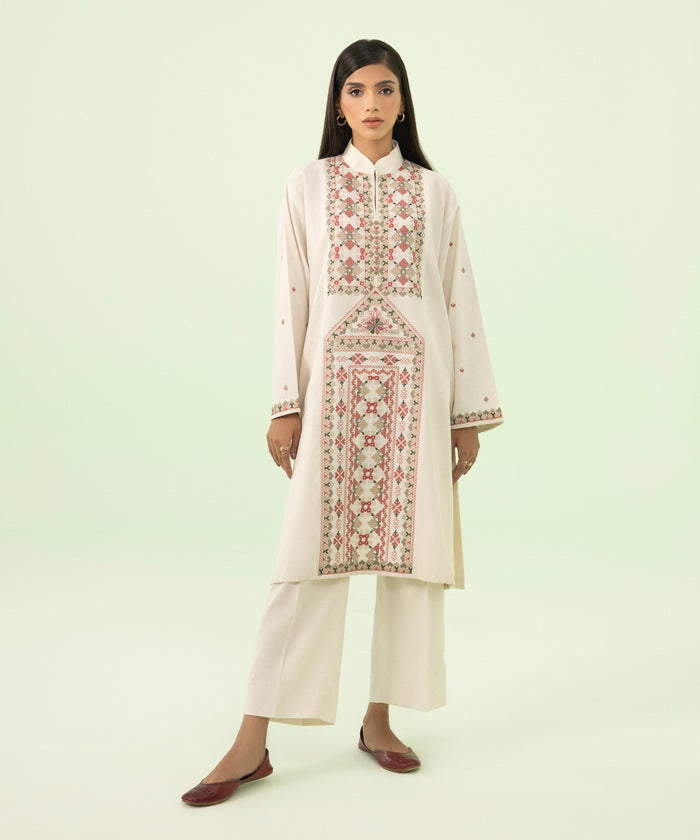 2 PIECE - EMBROIDERED COTTON KARANDI SUIT 0U2TEST23V83