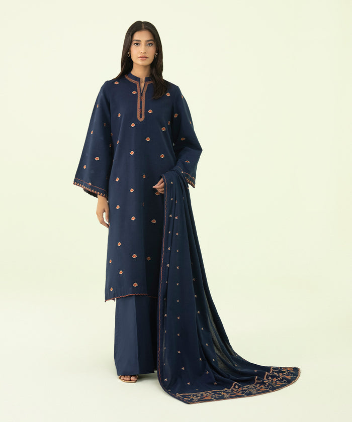 3 PIECE - EMBROIDERED COTTON KARANDI SUIT 0U3PEST23V88