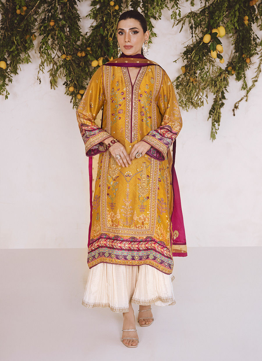 ZARF OCHRE SHIRT AND DUPATTA