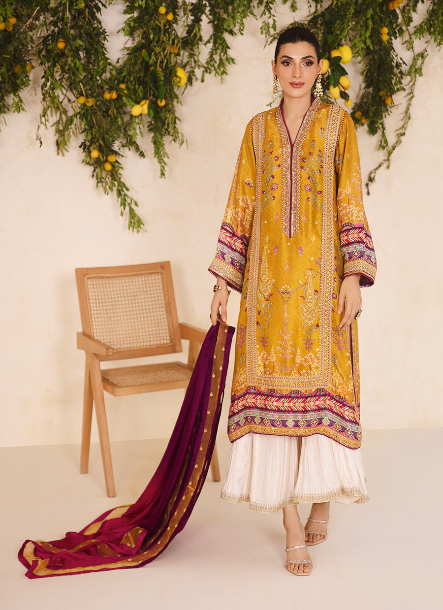 ZARF OCHRE SHIRT AND DUPATTA