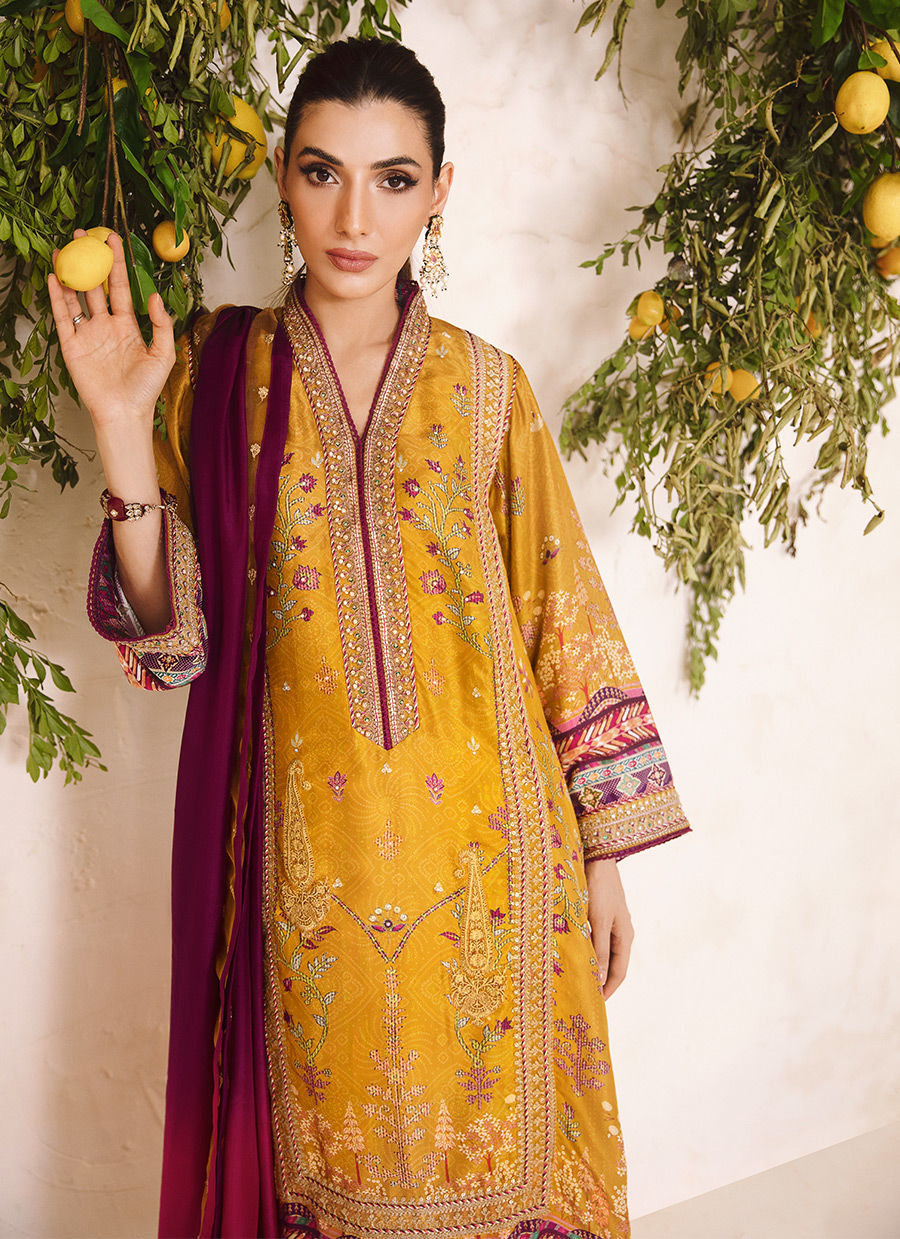 ZARF OCHRE SHIRT AND DUPATTA