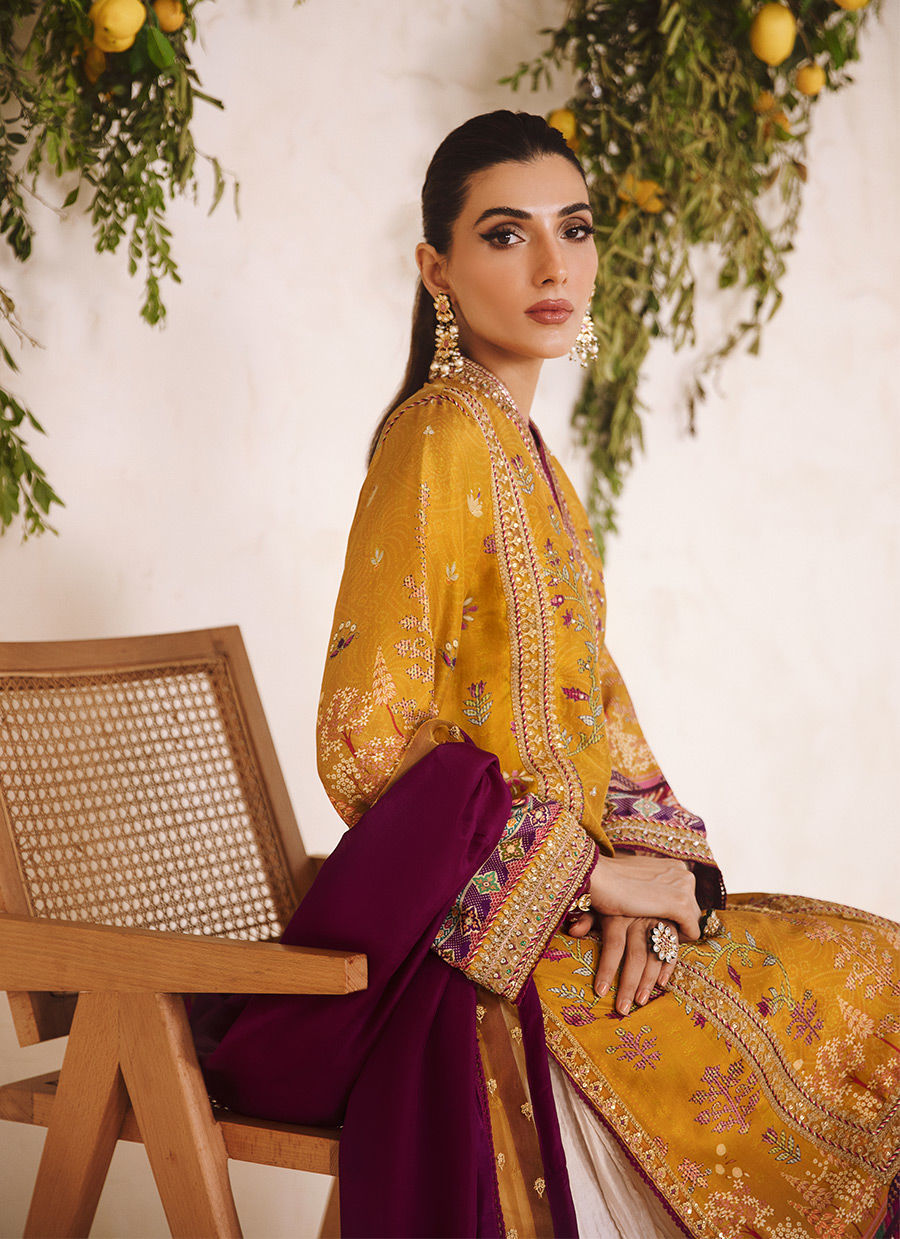 ZARF OCHRE SHIRT AND DUPATTA