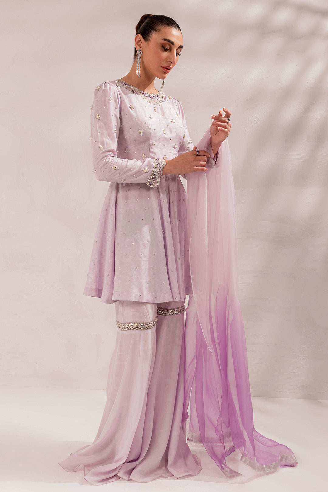 LILAC GHARARA SET (D-10)