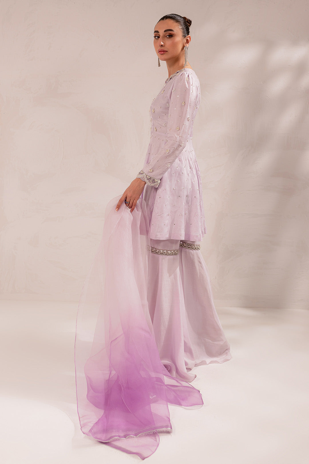 LILAC GHARARA SET (D-10)