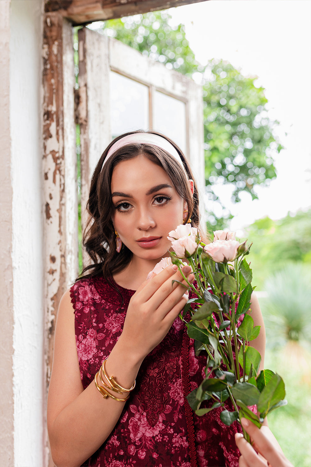 BURGUNDY FLORAL 3 PIECE SET (NEL-23632)