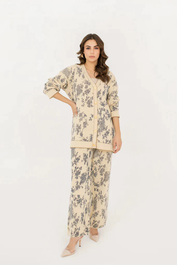 Sasha Floral Knit Suit Blue