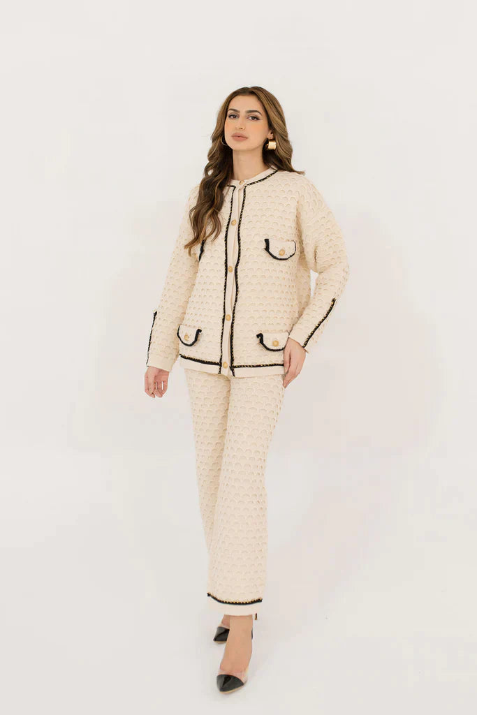 Inaya Cream Textured Knit Set