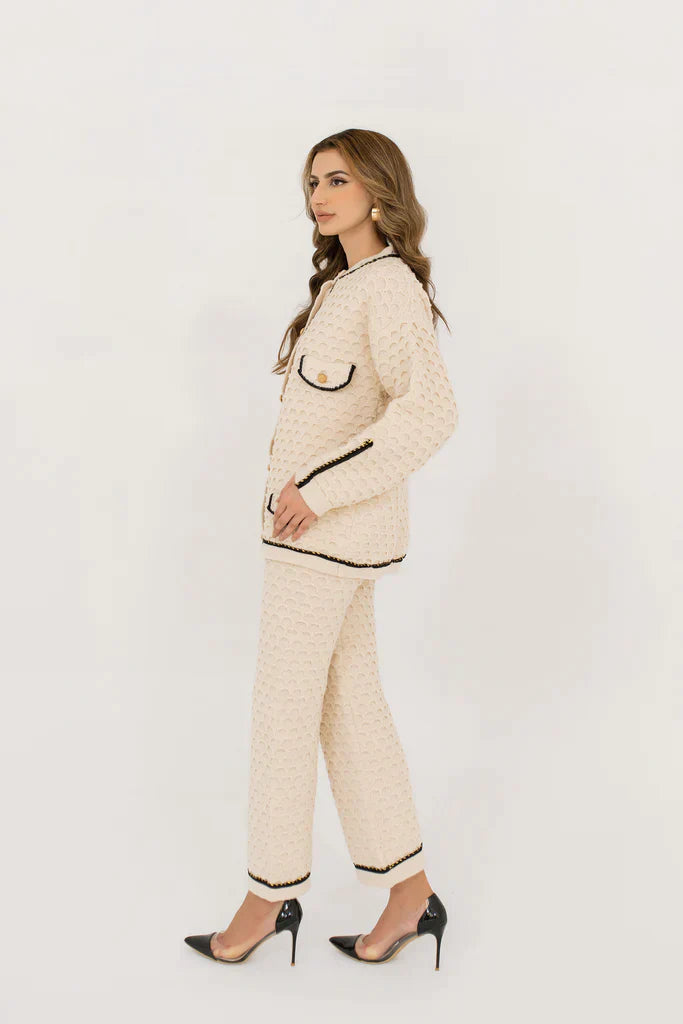 Inaya Cream Textured Knit Set