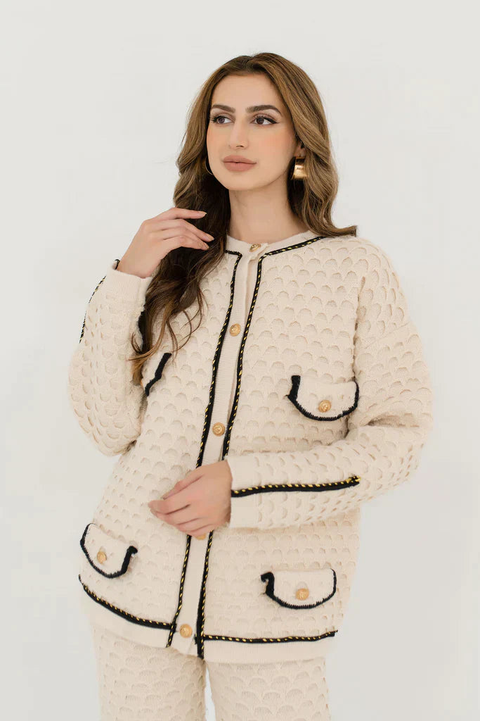 Inaya Cream Textured Knit Set