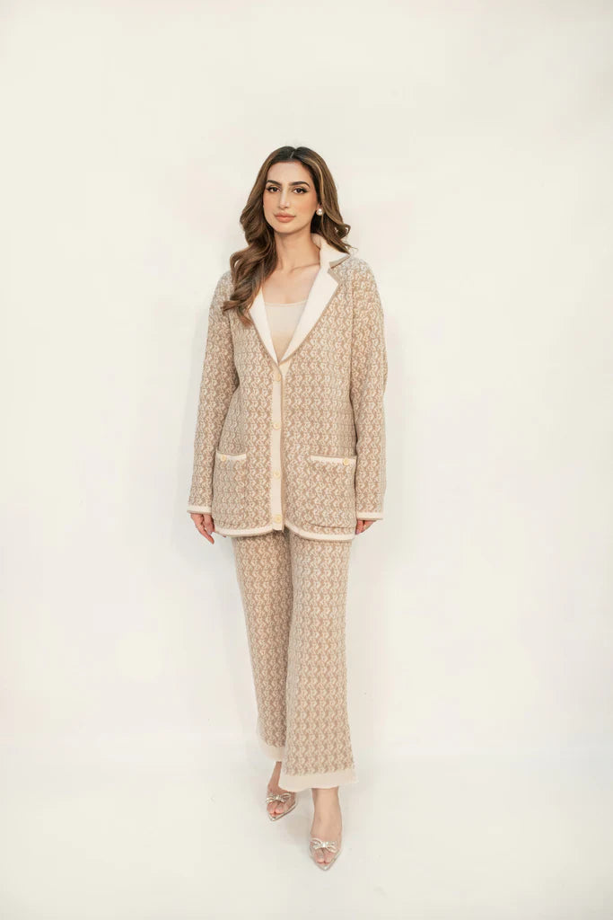 Layla Beige & White Knit Suit