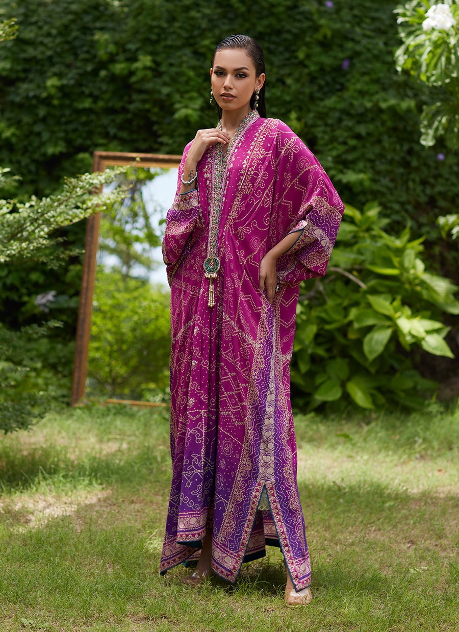 Zahli Magenta Ombre Kaftan