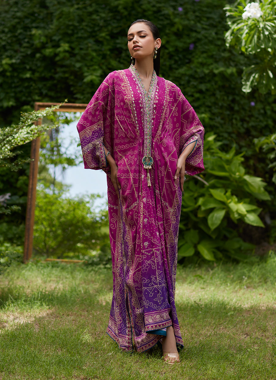 Zahli Magenta Ombre Kaftan