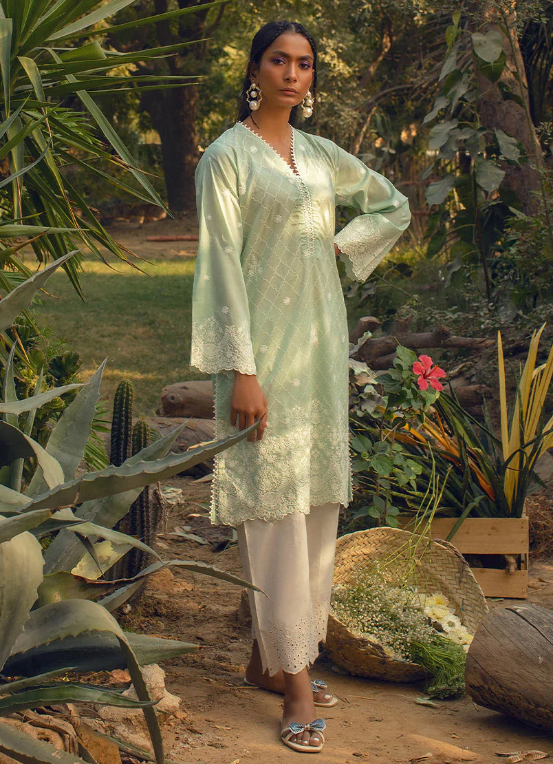 Blue Green Embroidered Kurta