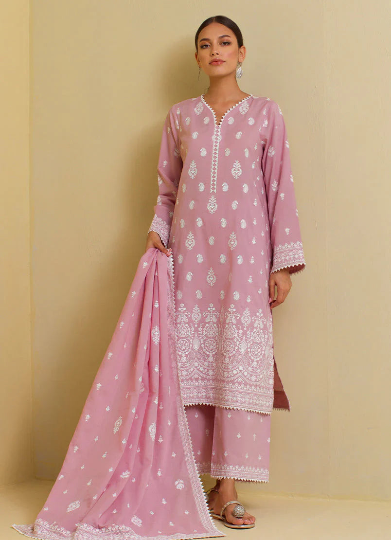 3 PC Blush Lilac Embroidered Suit