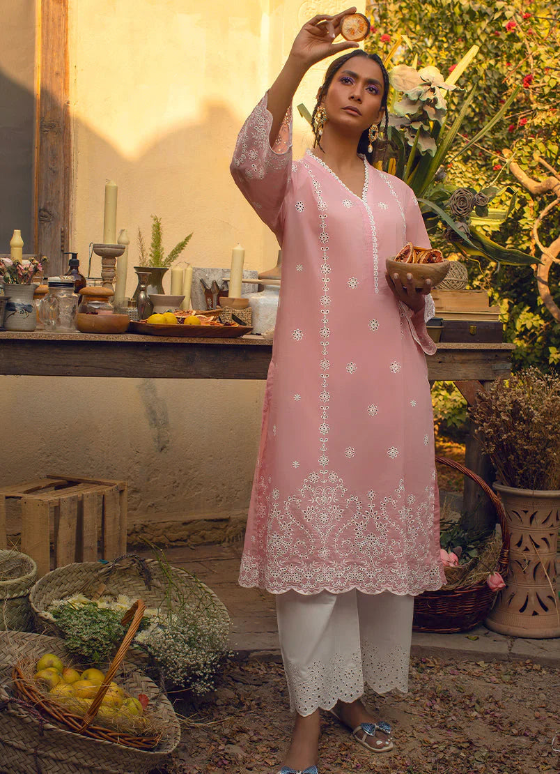 Peach Embroidered Kurta