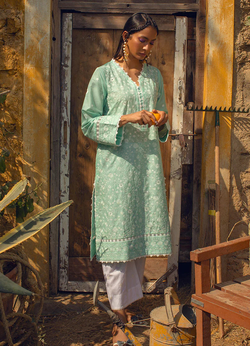 Sea Green Embroidered Kurta