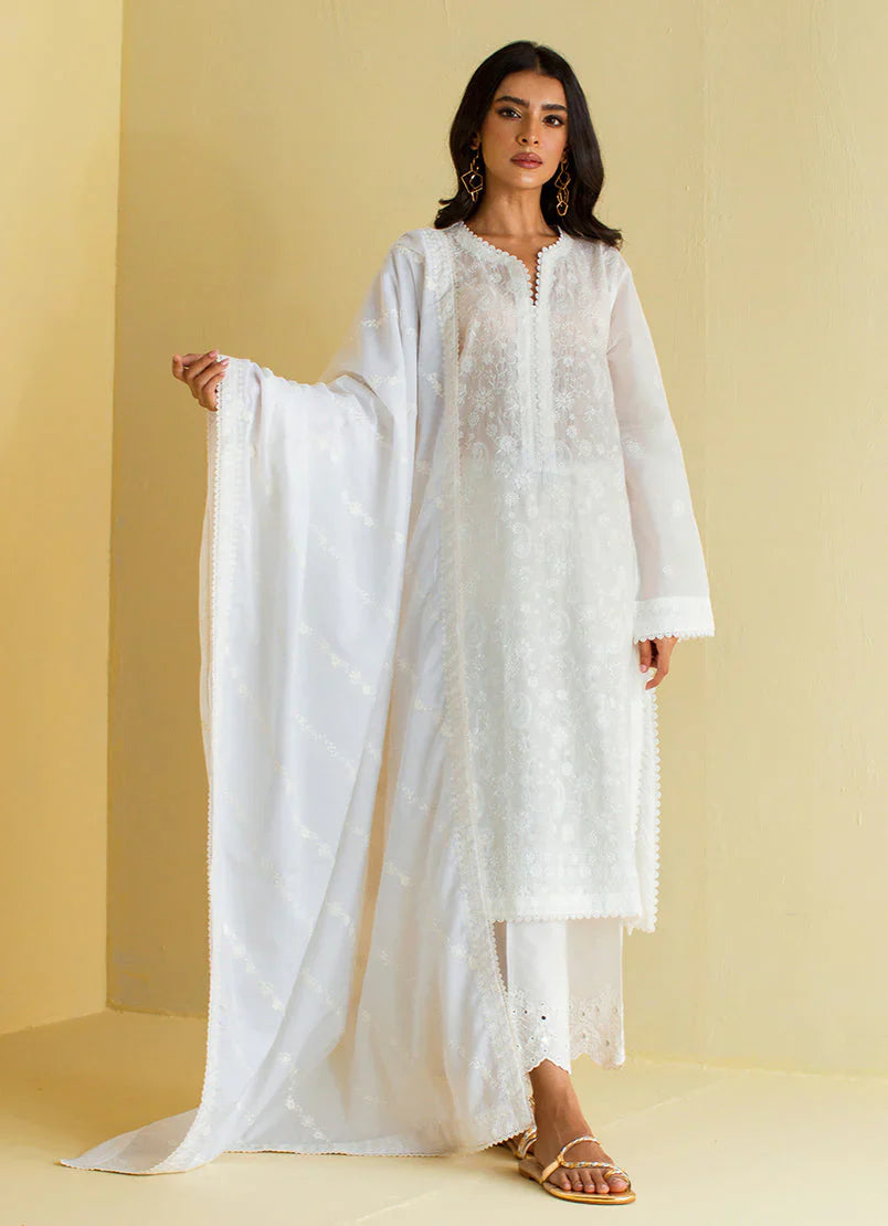 White Chikankari Embroidered Dupatta