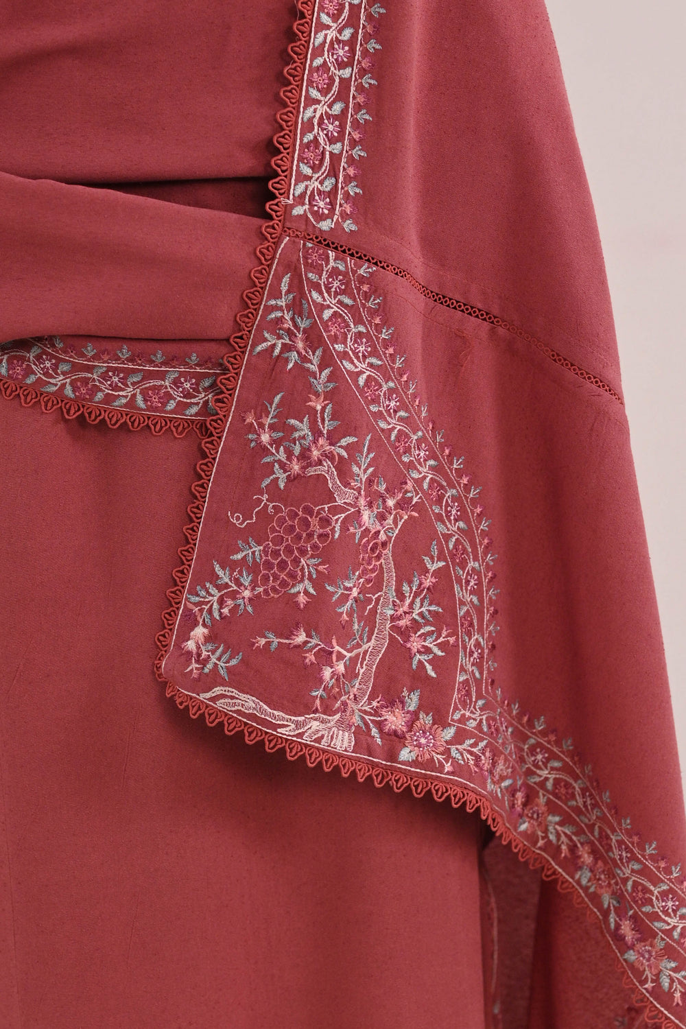 ROSEWOOD PINK LUXURY EMBROIDERED KARANDI SET (NEL-24628)