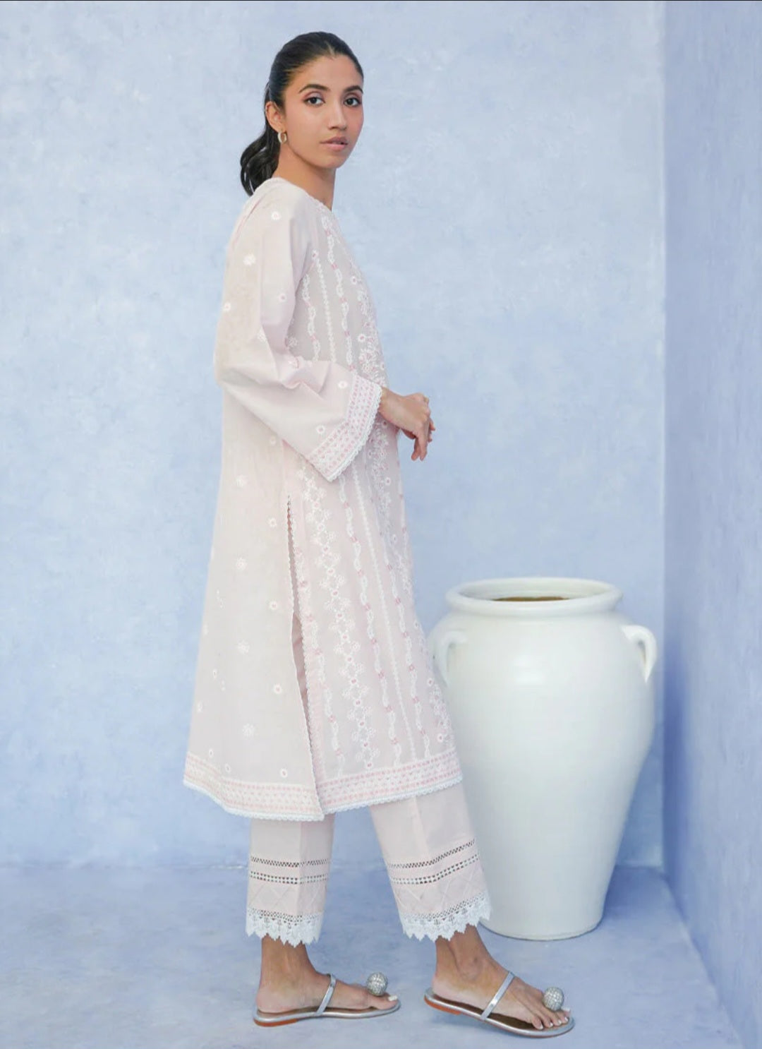 Light Pink Schiffli Embroidered CO-ORD Set