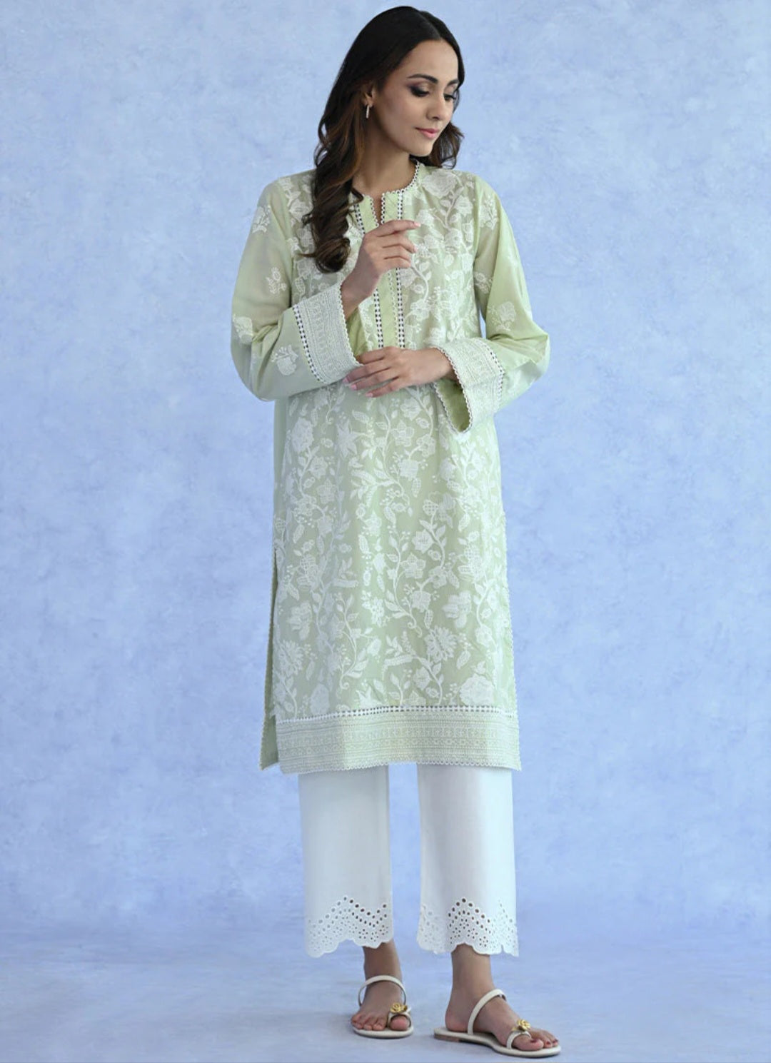 Light Green Embroidered Kurta