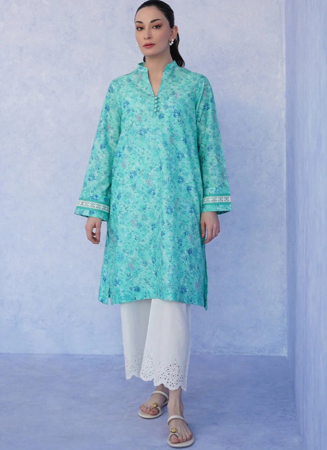 Sea Green Printed Kurta