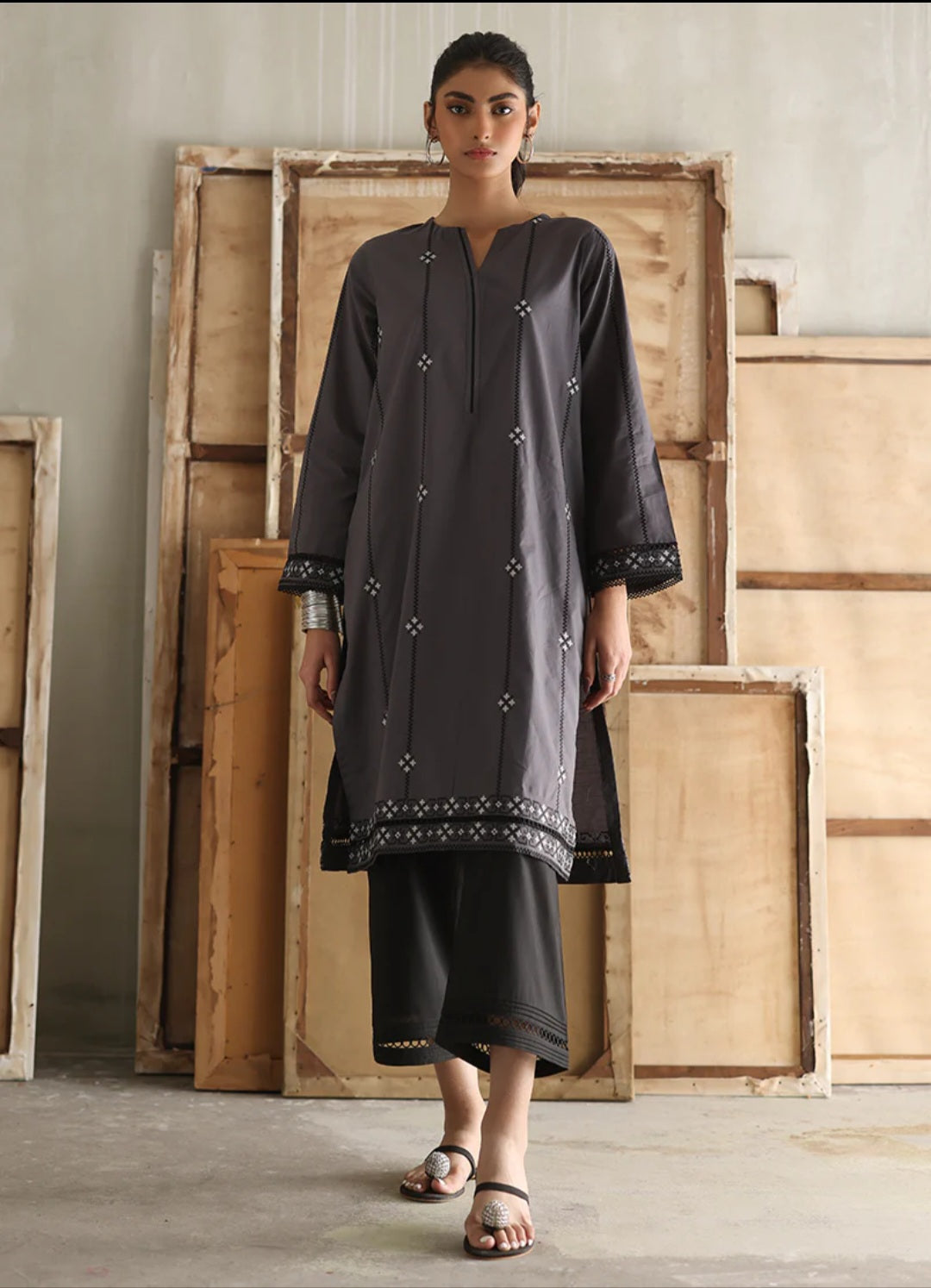 Charcoal Grey Kurta 17598