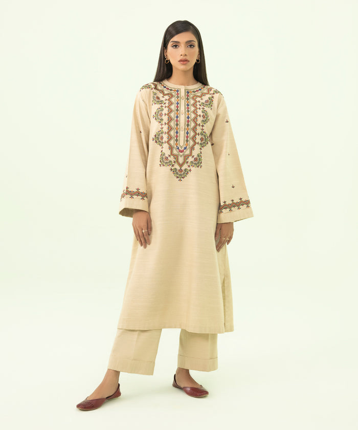 2 PIECE - EMBROIDERED ZARI KHADDAR SUIT U2TEST23V812