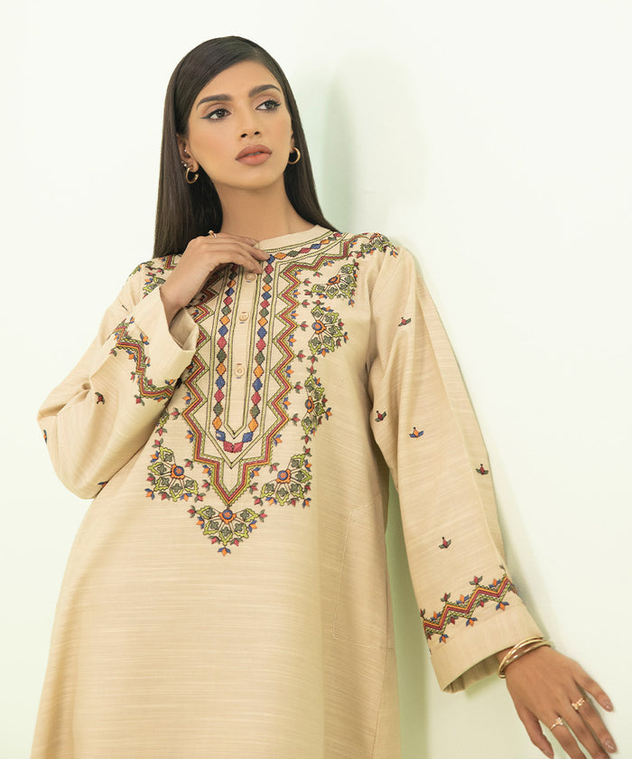 2 PIECE - EMBROIDERED ZARI KHADDAR SUIT U2TEST23V812