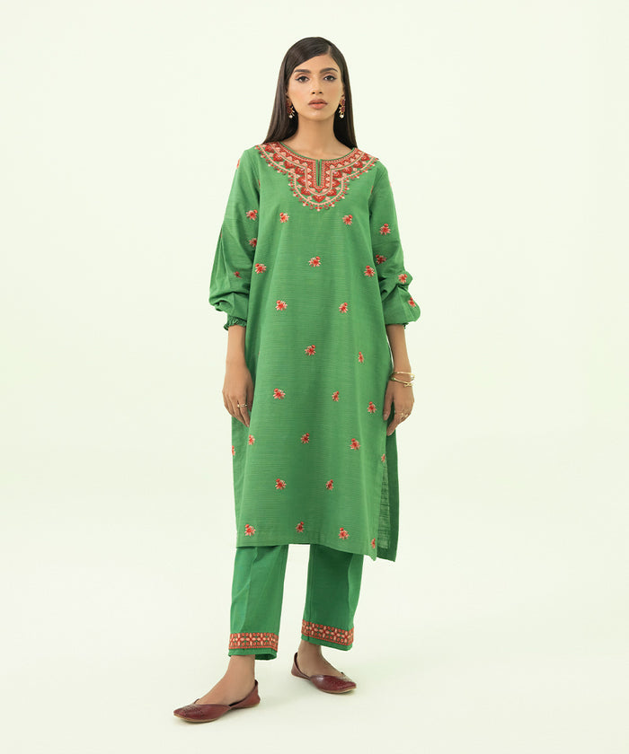 2 PIECE - EMBROIDERED ZARI KHADDAR SUIT U2TEST23V814