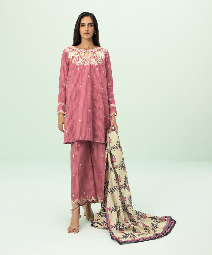 3 PIECE - EMBROIDERED KHADDAR SUIT U3PESG23V818